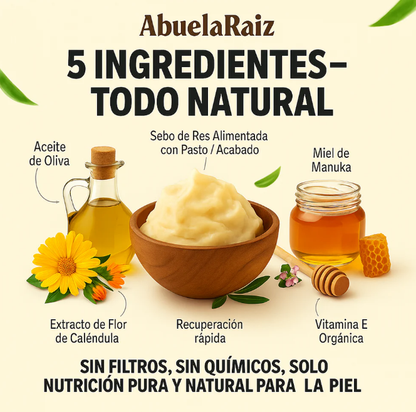 Crema Facial Batida de Sebo de Res y Miel de Manuka